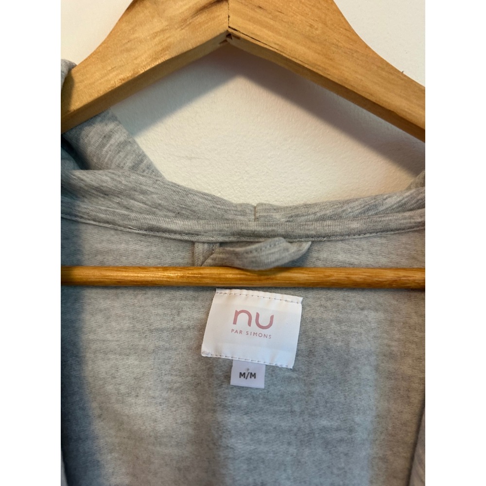 Nu Par Simons Heather Grey Hooded Wrap Robe | Size Medium - Picture 2 of 7